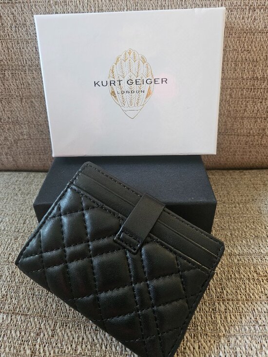 Kurt Geiger Accessories - Kurt Geiger London Black Quilted Leather Card Holder Wallet – NWT in Gift Box
